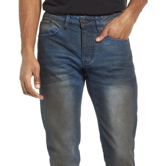 Six Week Residency Mens Raw Edge Skinny Jeans 36 Desert Oasis Indigo - NWT $240 - Picture 3 of 4